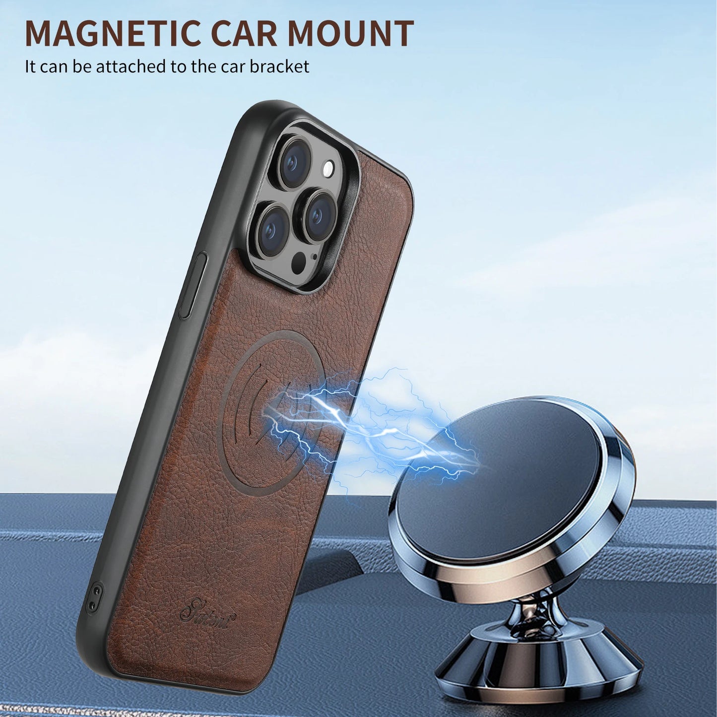 Luxury Magnetic Card Holder Leather Cover